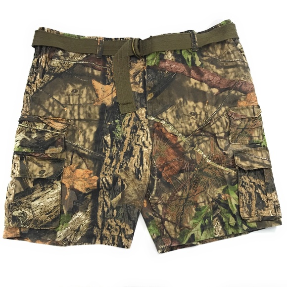 Faded Glory Shorts Camouflage At The Knee Stacked Belted Cargo